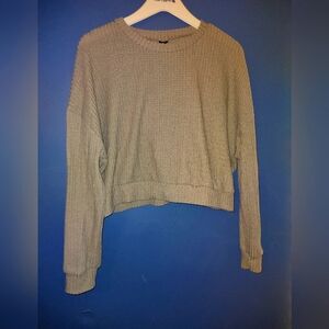 Women's Drop Shoulder Relaxed Fit Cozy Brown Knit Sweater - Size S